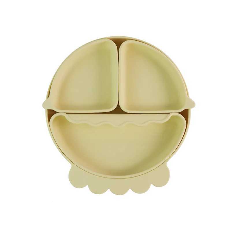 Baby Safe Silicone Dining Plate Suction Cartoon Children Dishes Feeding Toddler Training Tableware Kids Cartoon Crab 3-Grid Tray X250806