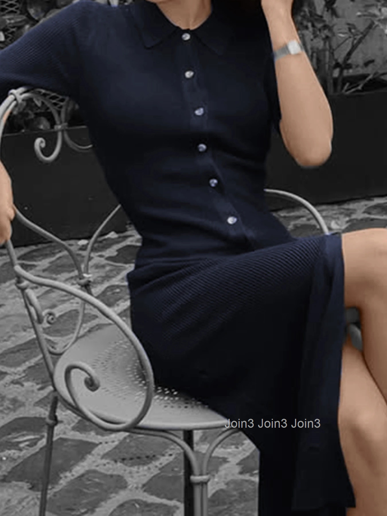 Solid Elegant Button Women Causal Simple Dresses Office Lady Fashion Trendy French Chic Dresses