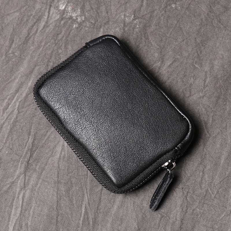 Genuine Leather Suitable for Men Women Pocket Wallets Mini Zipper Small Purses Retro Key Holder Money Bag Coin Change Purse XJ250806