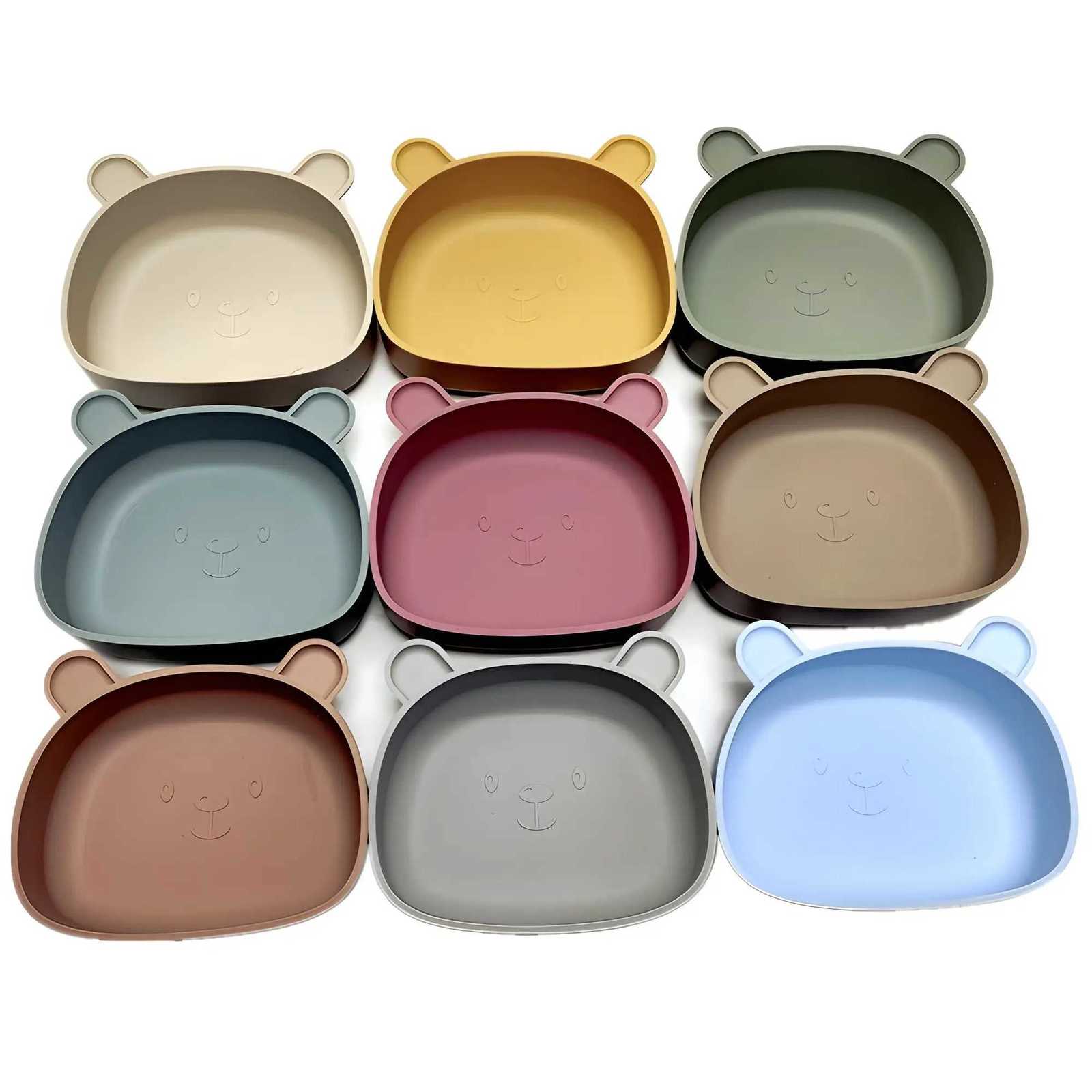 Childrens Silicone Dinner Plate Baby Auxiliary Bowl Suction Cup Bear Cartoon Dinner Plate Fall-Proof Anti-Scald Tableware X250806