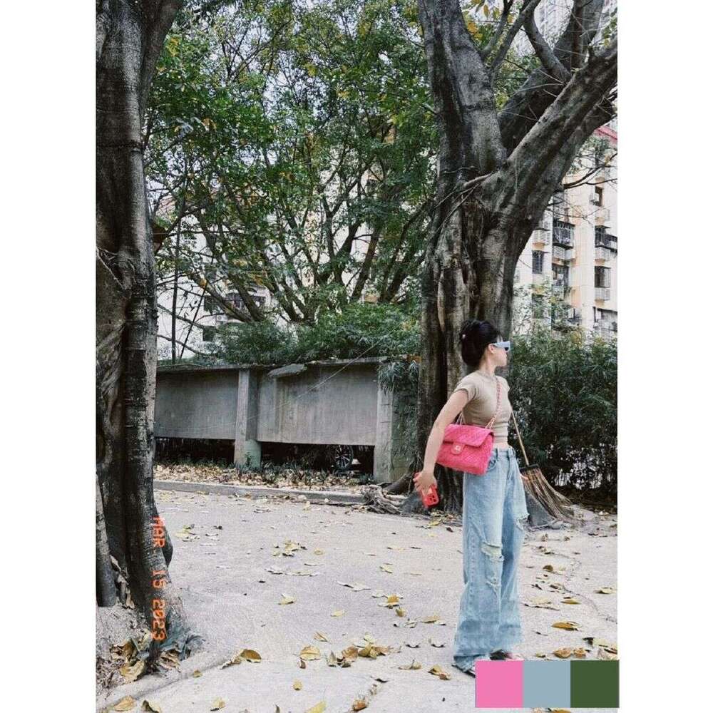 Versatile woolen chain wandering tote new women's 2024 summer large capacity dia grid shoulder crossbody bag