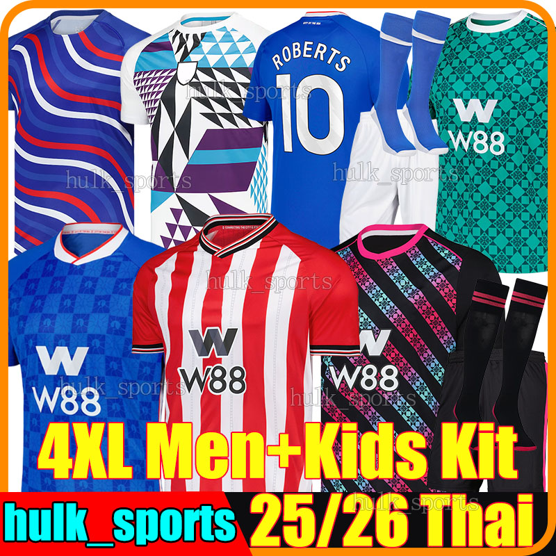 4XL 25/26 SuNDerLAnD Soccer Jerseys ISIDOR ROBERTS MAYENDA MUNDLE POVEDA NEIL EKWAH E. LE FEE BROWNE ALEKSIC RIGG Men Kids Kit socks sets Retro Football Shirts