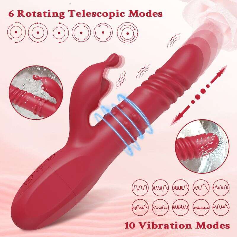 Rabbit Vibrator Women's Powerful G-Spot Telescopic Rotating Clitoral Stimulator Female Masturbator Adult Sexy