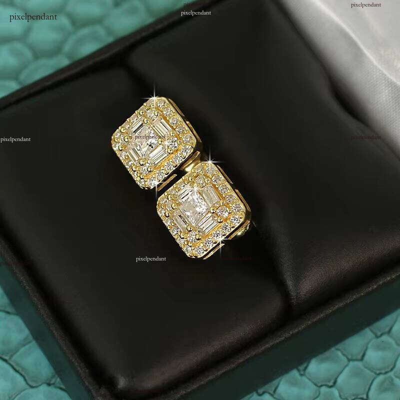 1.16 CTW Fancy Cut Princess Baguette Earrings With GRA Jewelry Fresh Same Design Men's Sier Moissanite Studs