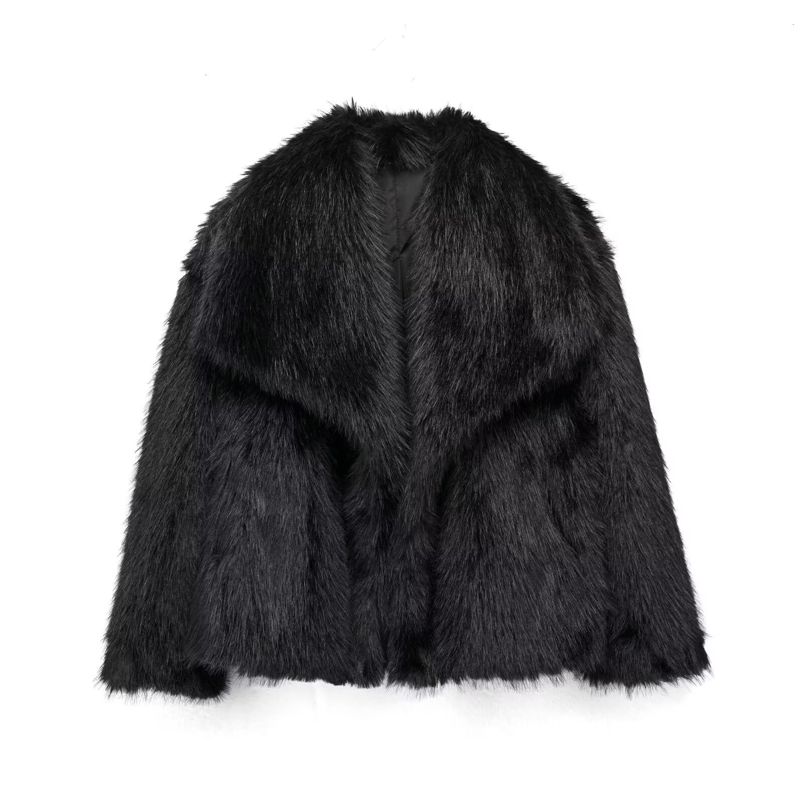 Autumn Winter New Faux Fur Coat Plus Size Black Women's Jacket