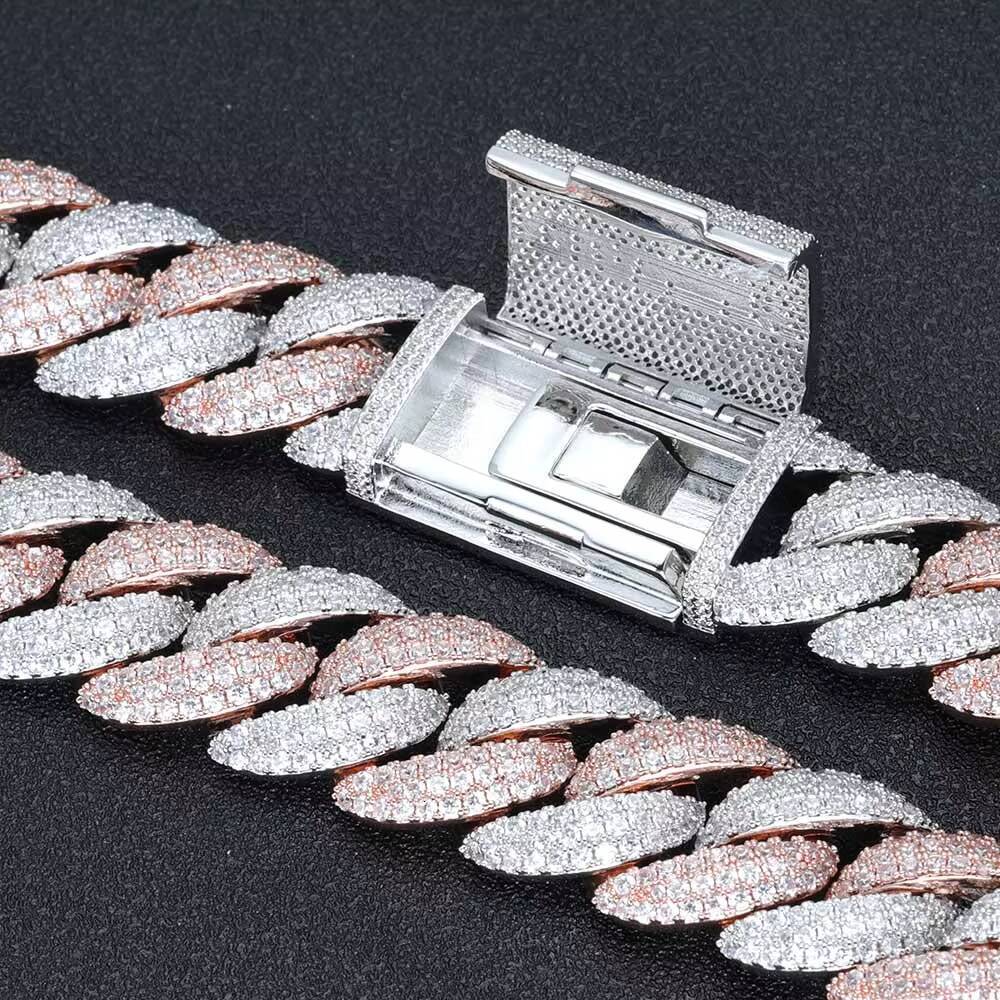 High Quality Custom Miami Hip Hop Necklace for Men Rose White Gold VVS Moissanite Diamond Cuban Chain Link Yellow Gold Gift