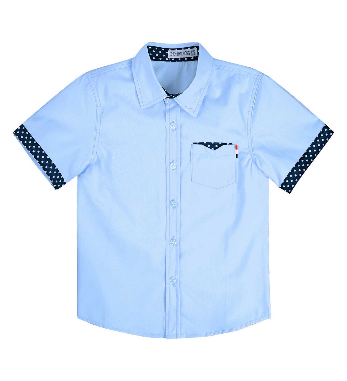 Kids Boys Casual Shirt Short Sleeve Turndown Collar Button Closure T-shirt Top Students School Uniform Suit Formal Dress Shirt X250806