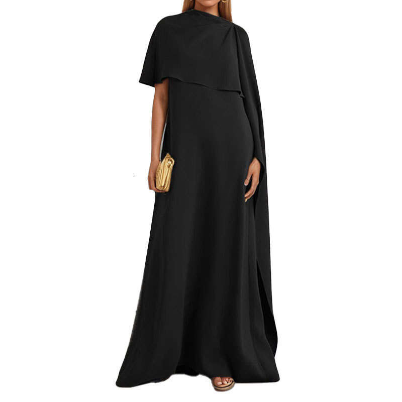 Women's Clothing Winter New Style Elegant Solid Color Ribbon Loose Slit Dress For Women B5