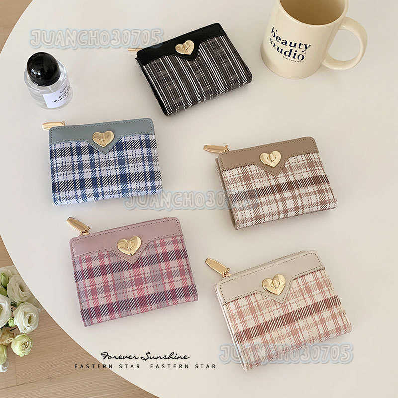 Simple Heart Large Capacity Womens Short Foldable New Zipper Coin Purse Multi-card Slots H250806