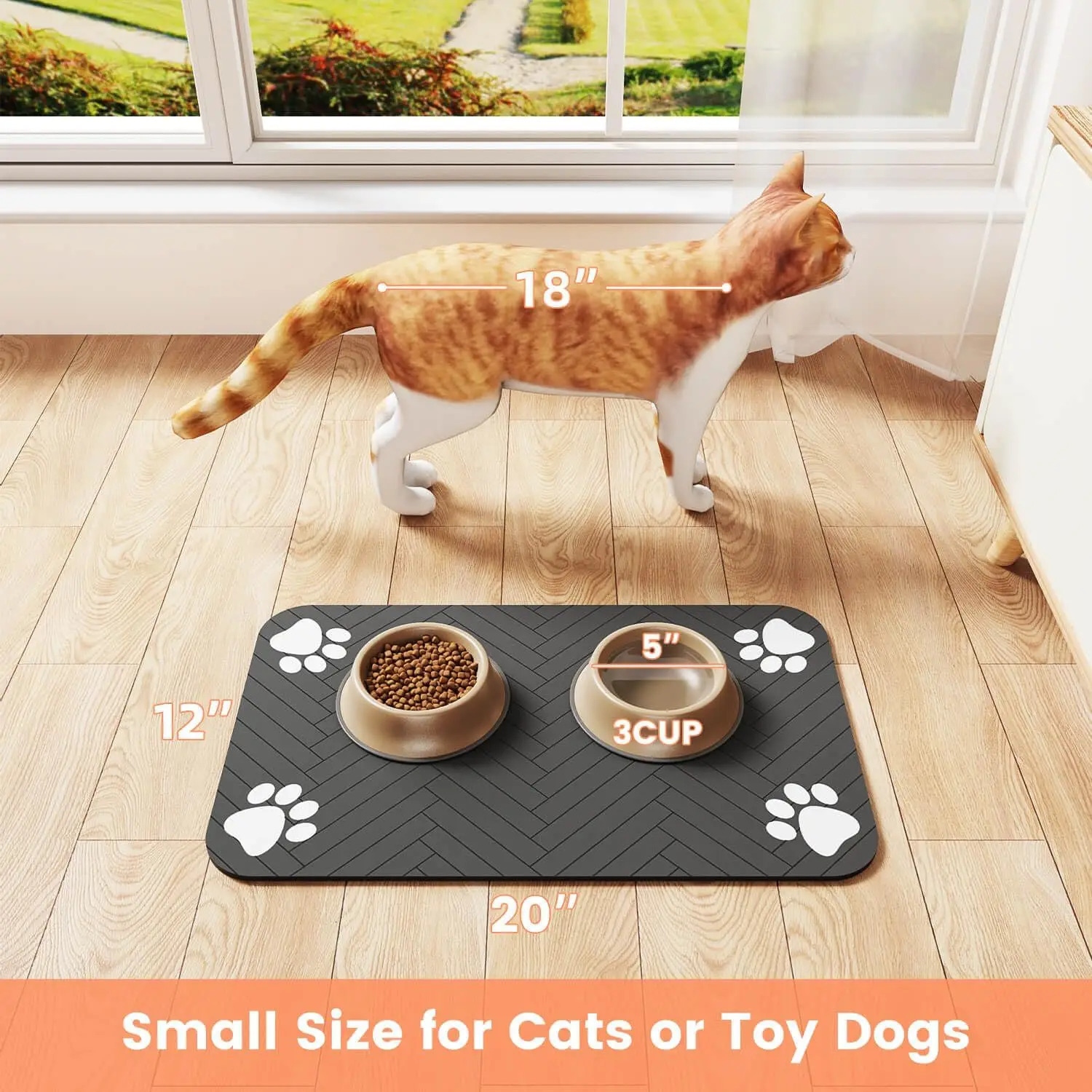 Pet Feeding Mat-Absorbent Pet Placemat for Food and Water Bowl with Waterproof Rubber Backing Quick Dry Water Mat for Dog Cat 250805