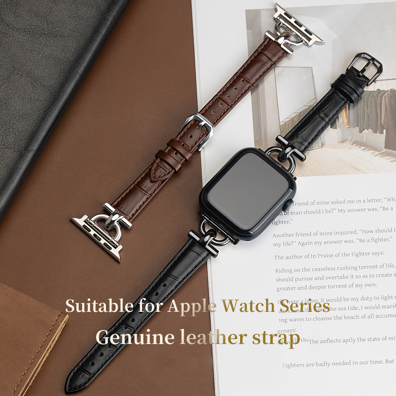 Luxury Womens Wristwatch Band - Leather with a texture similar to bamboo 8/7/6/5/4/3/2/1/se/Ultra Suitable for the entire series