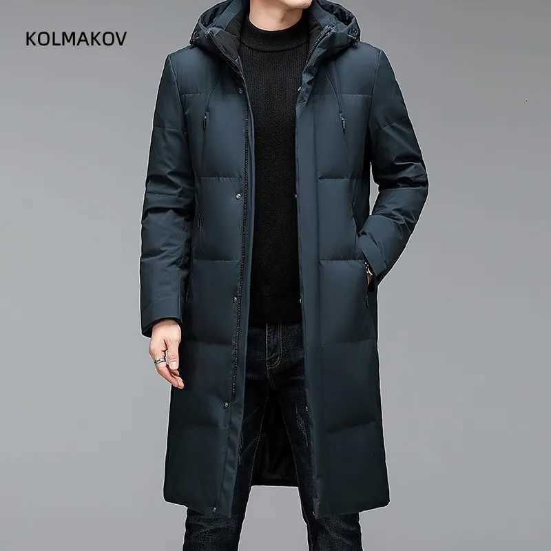 2024 Winter Long Style Mens 90% White Duck Down Coat Warm Down Jackets Detachable Hat Fashion Men Thickened Jacket Size M-5XL W250806