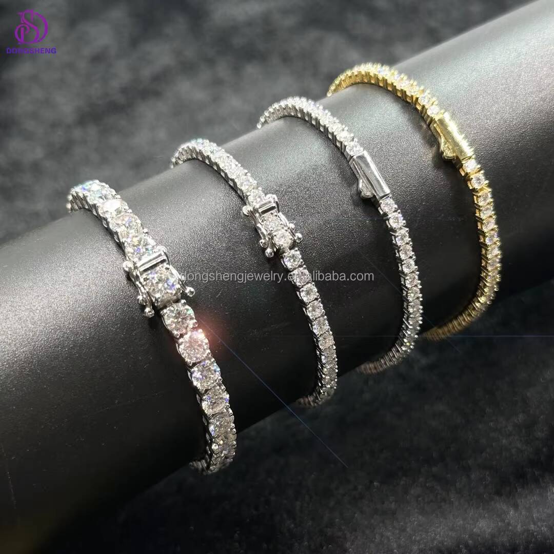 Best Selling Hip Hop Iced Out Fashion Jewelry Necklaces S925 4mm Laboratory Synthesis Gemstones Diamond Moissanite Tennis Chain