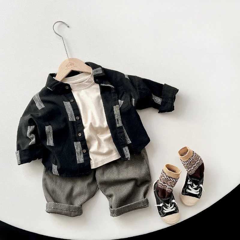 AYNIGIELL Spring/Autumn New Boys Shirt 1-6 Year Old Boys Korean Edition Casual Top High Quality Cotton Long Sleeve Cardigan X250806