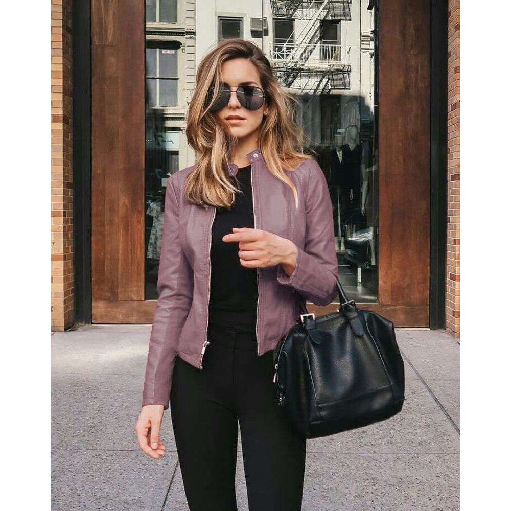 Women's fashion leather PU suit small jacket