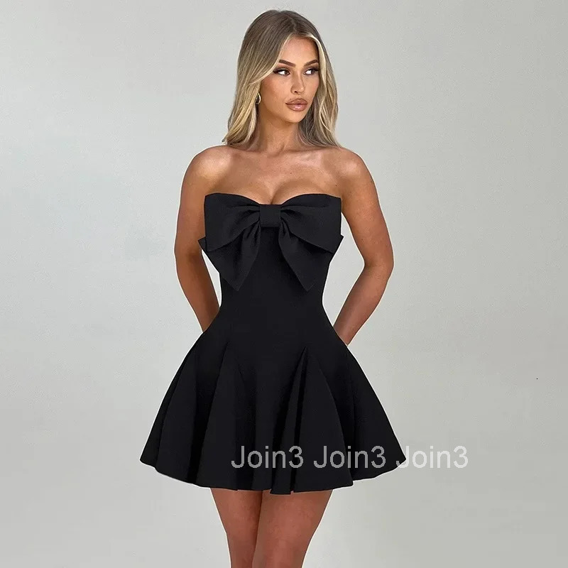 YL24445 Autumn New Elegant Sexy Slim Fit Bow Tie Less Cropped Dress Womens Fashionable European and American Style