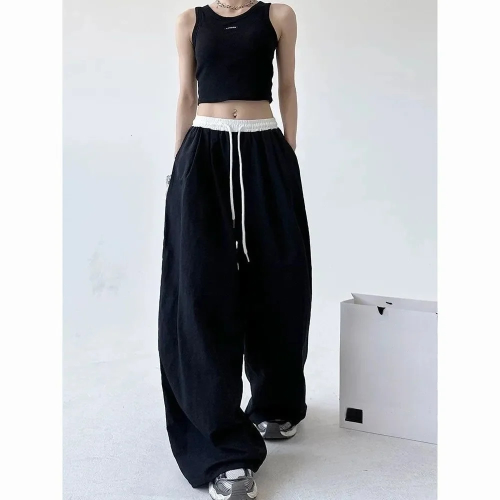 High Street Womens Wide Leg Pants Drawstring Y2K Gothic Hip Hop Ladys Cargo Pants sweet Matching Female Trousers Summer 250806