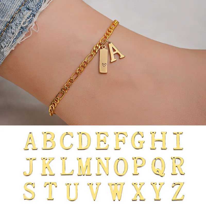 Stainless Steel Gold Plated Initial Letter Ankle For Women Figaro Chain Anklet Summer Jewelry Y250805