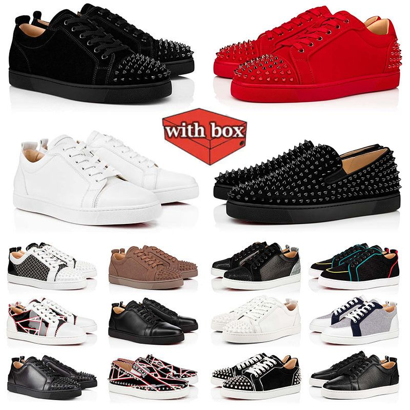 With box designers shoes for men women suede leather Rivets Black Grey Red White Camo Blue mens spikes office career wedding outdorrs sneakers size 36-45