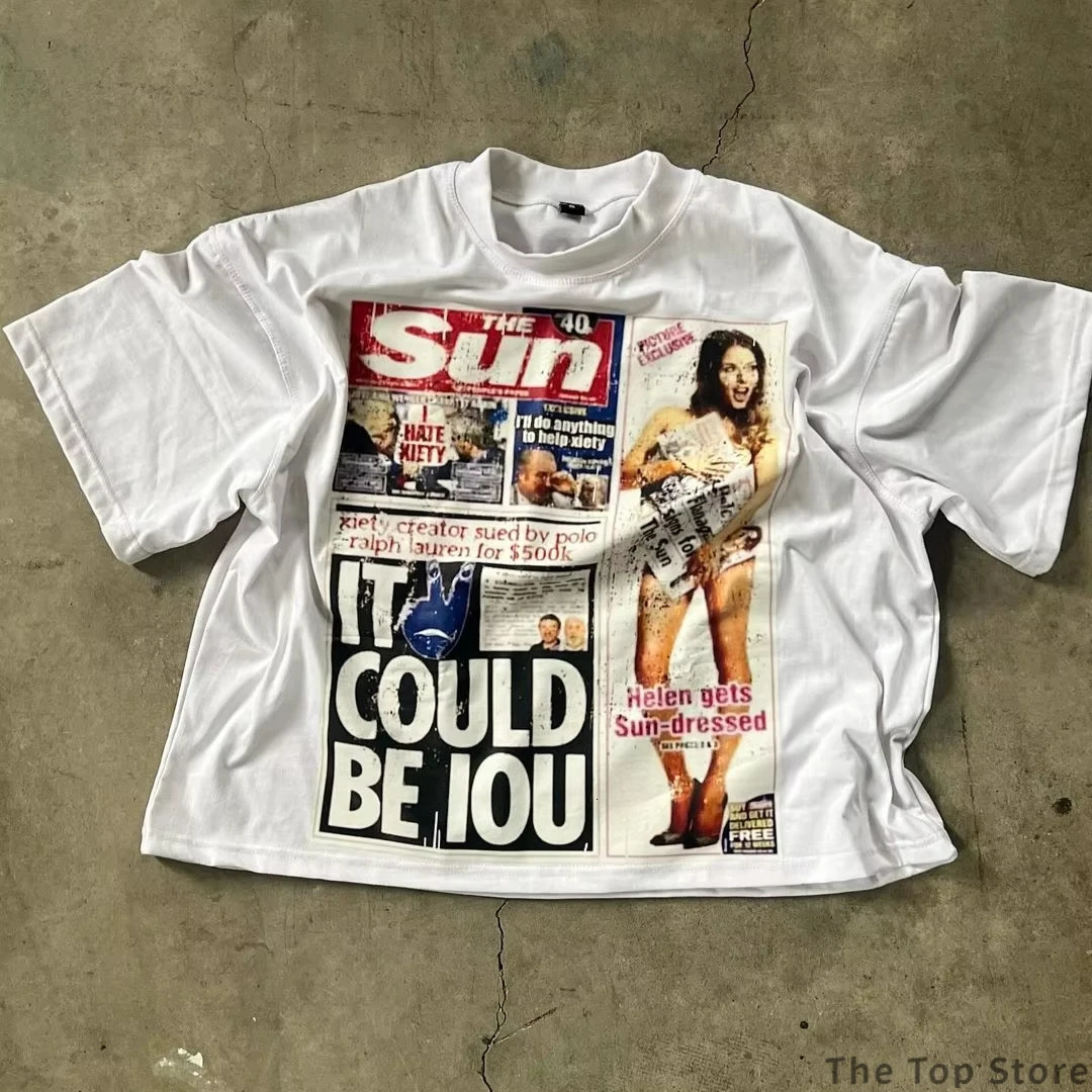 Y2K American Street Hip-Hop Style Cartoon Print Loose T-Shirt for Men and Women Versatile and Unique 250806