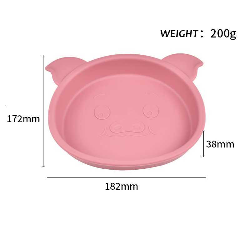 1PC New Cartoon Pig Food Grade Children Dinnerware BPA Free Silicone Baby Suction Plate Bowl Kid Toddler Tableware X250806