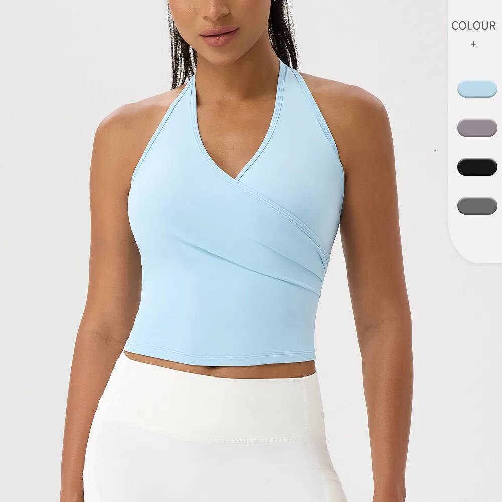 Summer Women's Halter Neck Gym Bra Sexy Yoga Fiess Tank Top Slim-Fit Quick-Dry Sports Running Vest