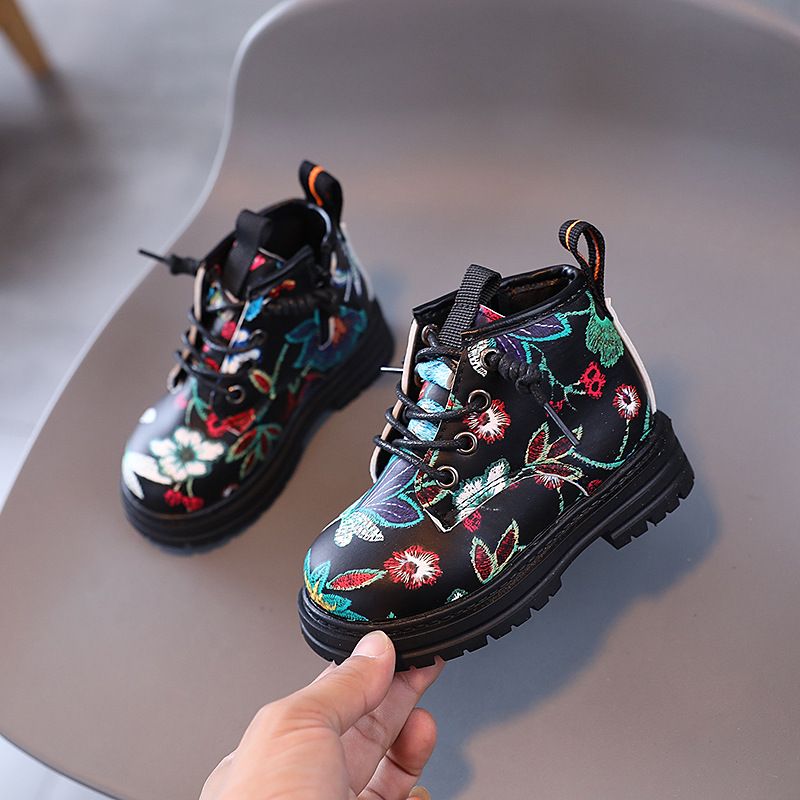 Toddler Kids Boots Girls Boys Flower Print Boots Baby Soft Bottom Boot Children Cutefeet Autumn Winter Fashion Shoes 1-6 Years Sizes 21 - 30 C0406