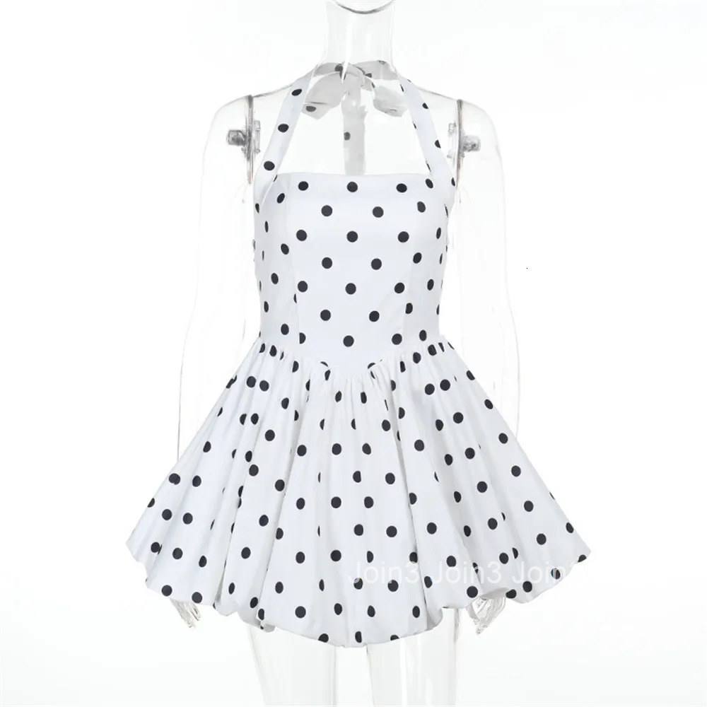 Women Halter Dress Fashion sexy hot girl Backless slim Tierred Mini dress Polka dots Party Clothes Summer Elegant Streetwear