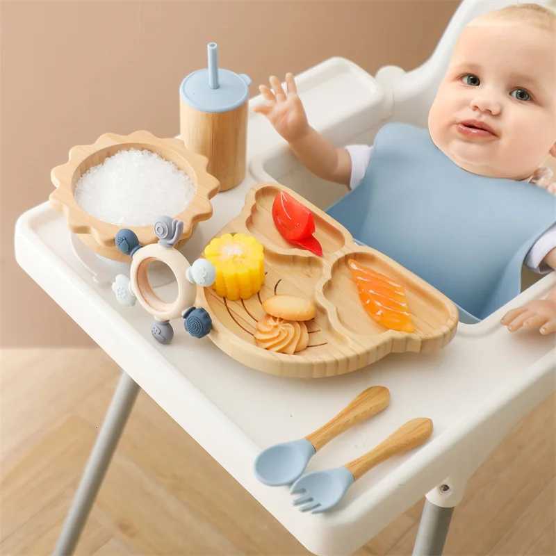7pcs Silicone Baby Feeding Set Baby Feeding Supplies Kids Bamboo Dinnerware With Cup Childrens Dishes Bowl Stuff Tableware Gift X250806