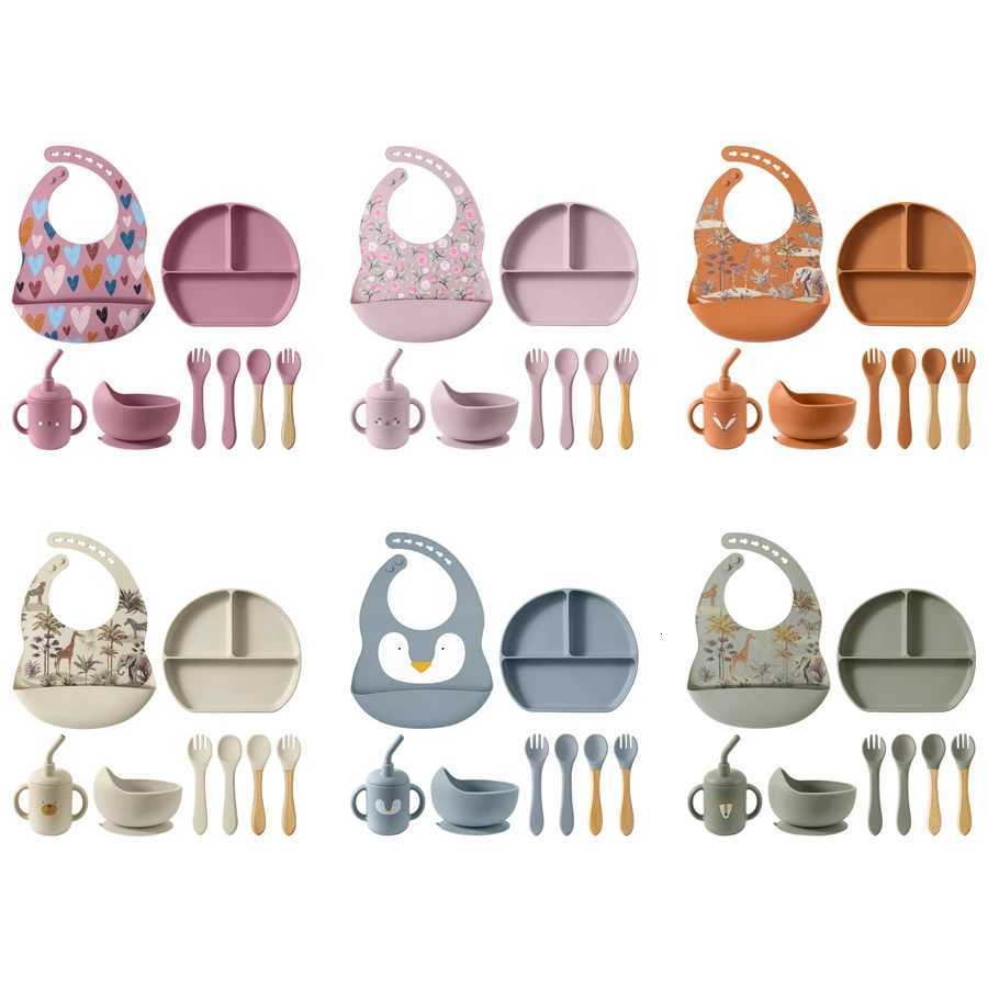 100% Food Grade Silicone Baby Items With Free Shipping Silicone Baby Cups Bowls Bibs Suction Dishes Utensils Sets X250806