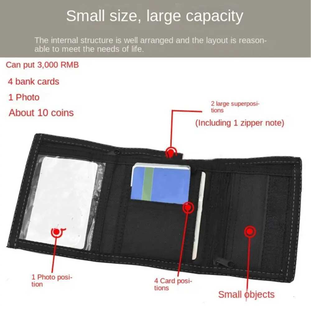 Fashion Black Mens Short Wallet Touch Fastener Multi-position 3-fold Purse Leisure Contracted Male Coin Pocket Male XJ250806
