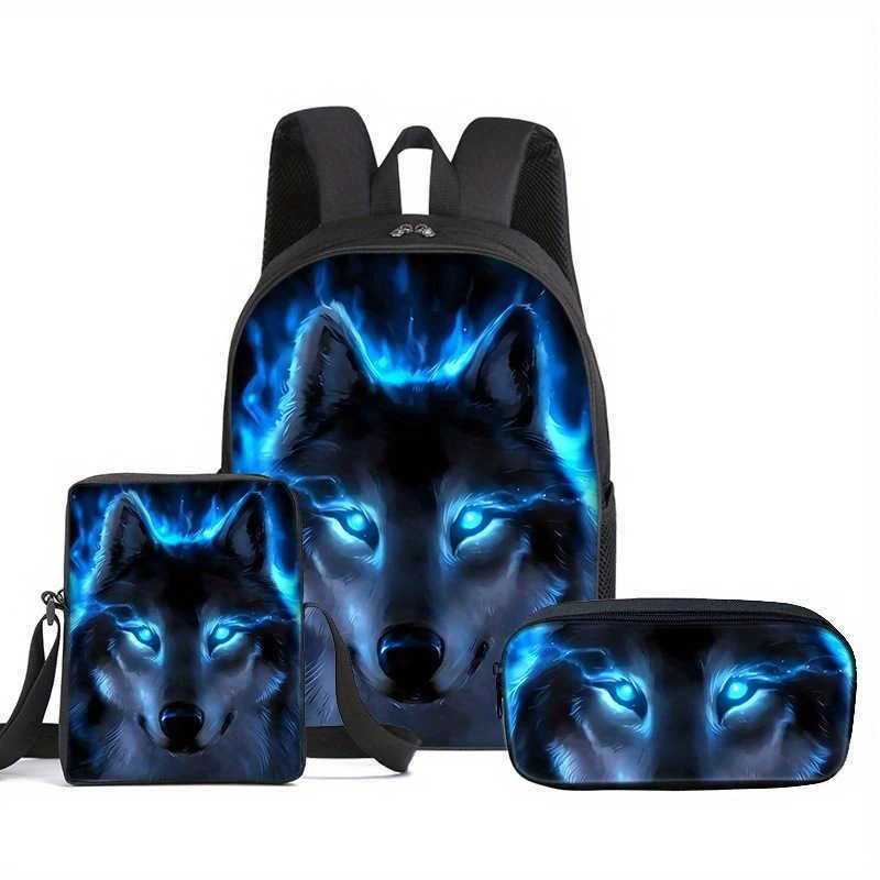 Printed Backpack Primary and Secondary School Students Schoolbag Large Capacity Backpack Shoulder Bag Pencil Case Three-piece Set 250815