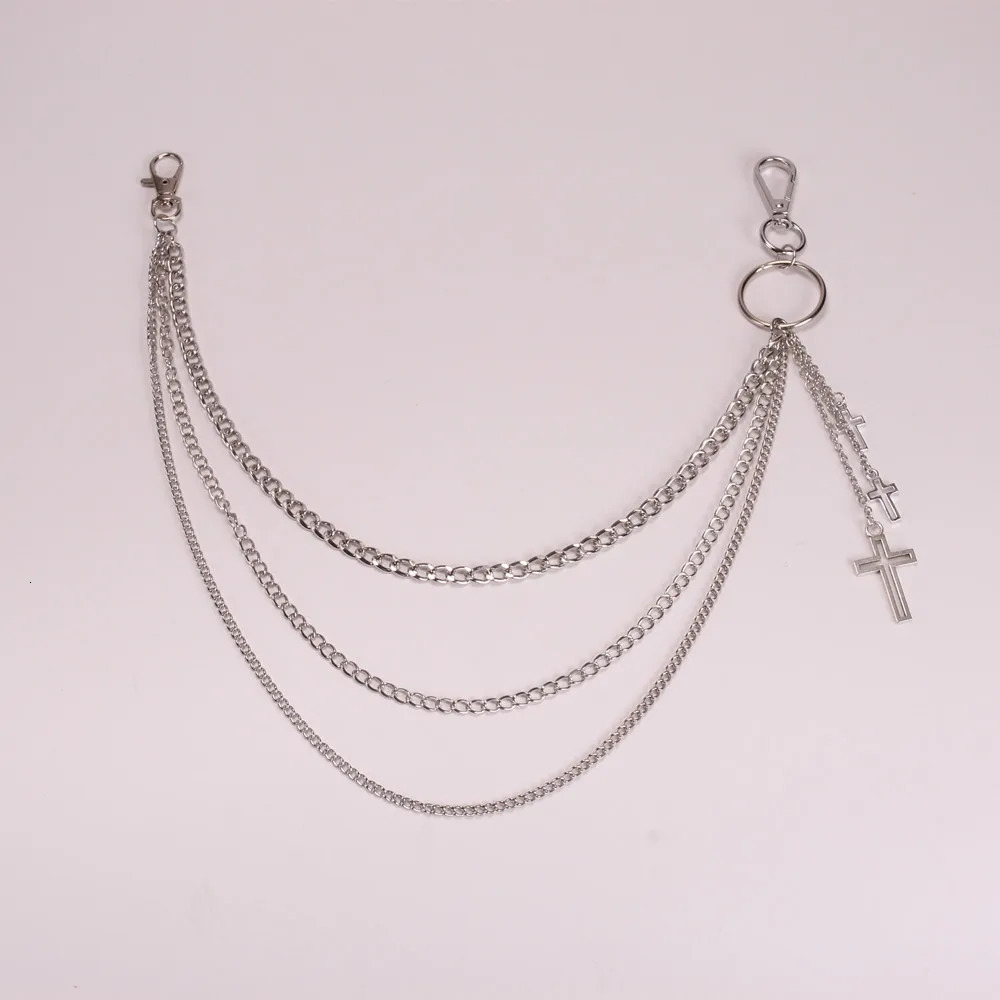 Punk Keys Chain for pants women men Cross keychain clip on chains pants belts punk jeans Rock Hip Hop jewelry 250806