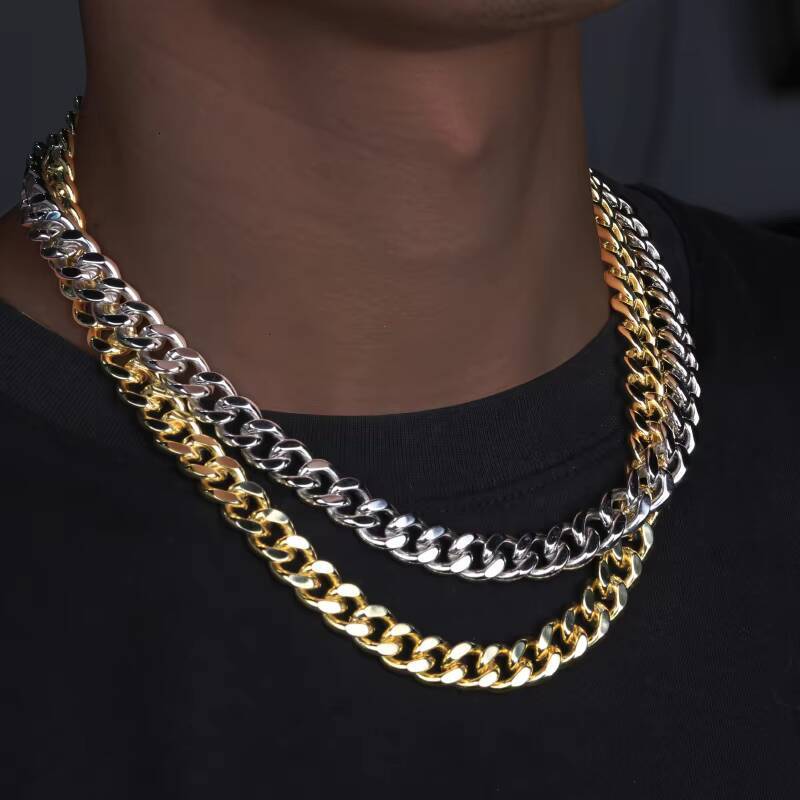 10MM Amuse Jewelry Hip Hop High Quality Miami Cuban Link Brass Gold Plated Cuban Link Chain Custom Cuban Chain Necklace