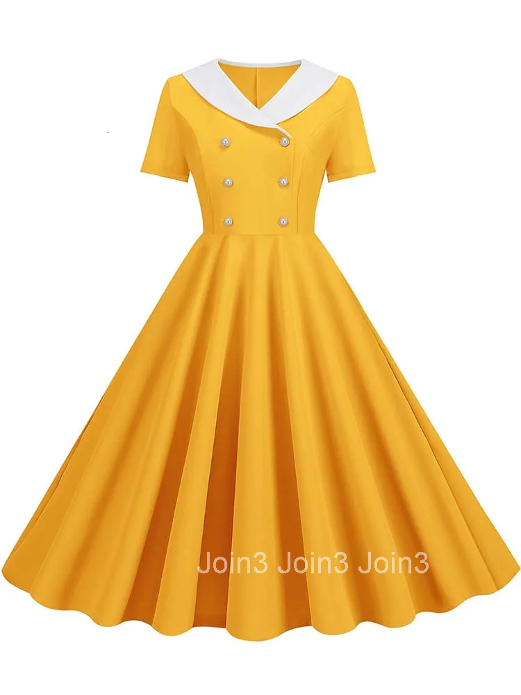 Summer Midi Dress Women Elegant Pink Vintage Party Sundress Casual Peter pan Collar Short Sleeve Dress