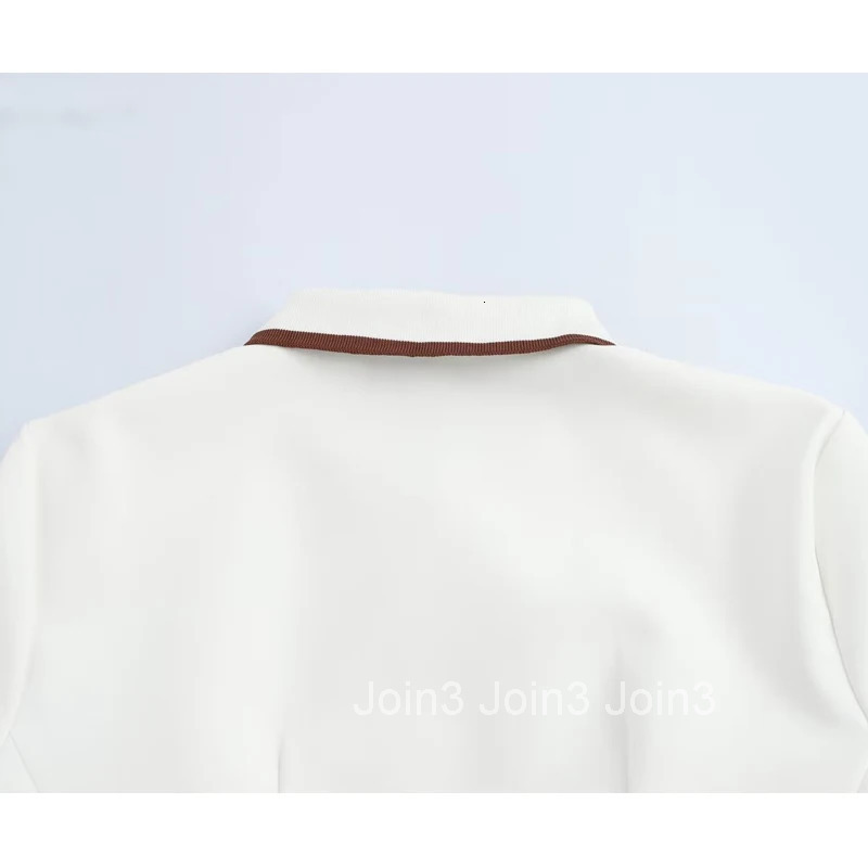 MUJER White Short Dresses for Women Polo Shirt Spring Mini Dress Woman Ribbed Short Sleeve Womens Dresses Elegant Vestidos