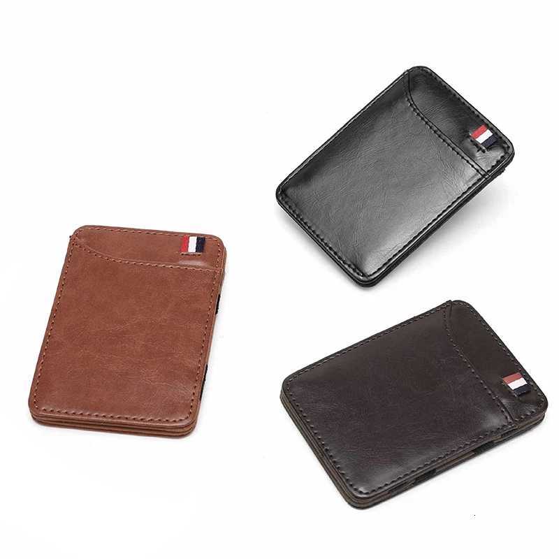 Ultra Thin Mens PU Leather Mini Small Magic Wallet Money Cash Card Holder Purse Birthday Gift for Father Boyfriend XJ250806
