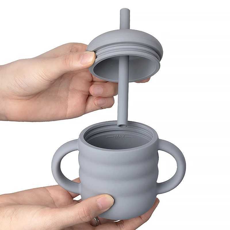 Baby Silicone Cup Portable Drinking Straw Cup Children Leak-Proof Breastfeeding Bottle Cup Baby Feeding Cup Learning Cup X250806