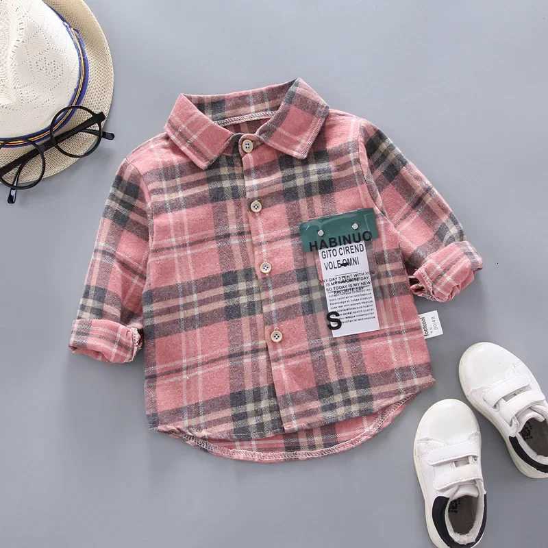 2025 Spring Boys Plaid Shirts Kids Long Sleeve Cotton Clothes Costume Baby Girl School Blouse Red Top Tee Shirts Outfit 18M-7Y X250806
