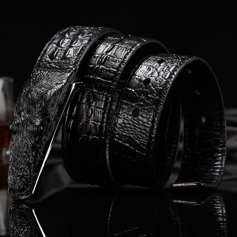 Leather Mens Belt Skin Belt Genuine Leather Alligator Strap Head Belt Real Cowhide 250102