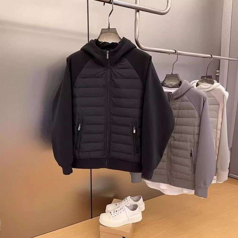 Men's Clothing Winter New Trend Thin Cotton Coat Loose Versatile Casual Hooded Solid Color Splicing Couple Jacket Men