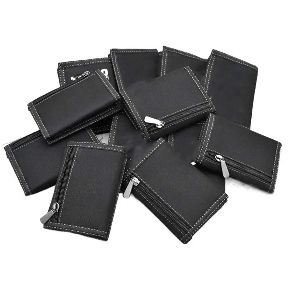Fashion Black Mens Short Wallet Touch Fastener Multi-position 3-fold Purse Leisure Contracted Male Coin Pocket Male XJ250806