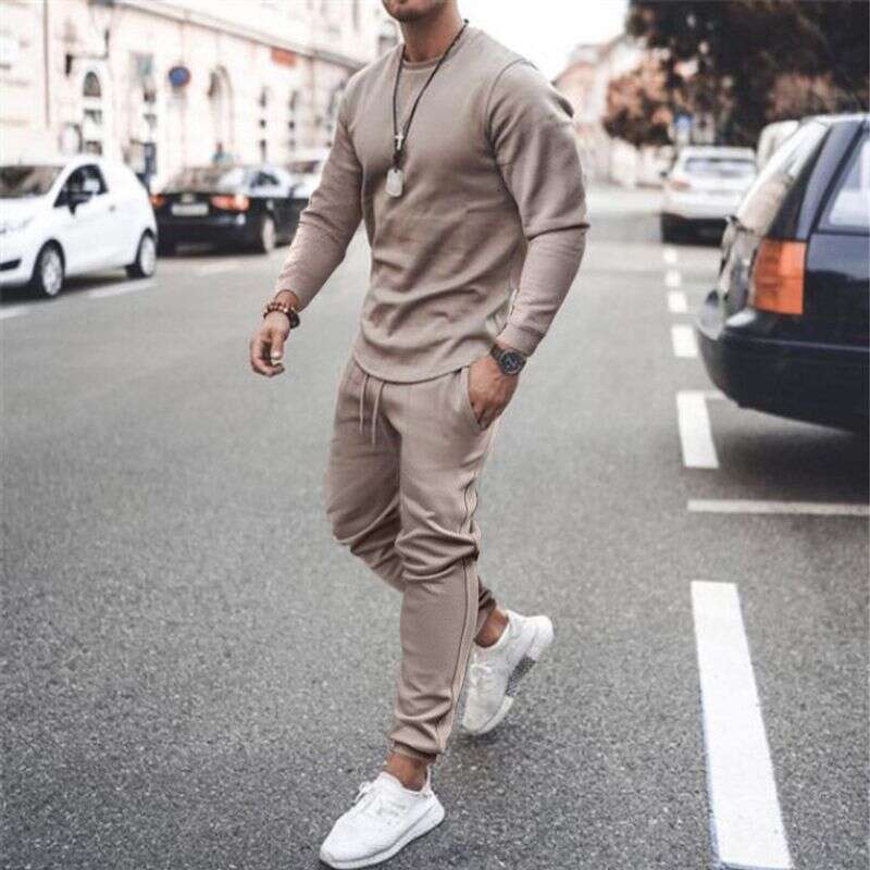 Designer Leisure High Quality Clothing Summer Independent Station Long Sleeve Casual Suit Two piece Men's Multicolor Manufacturer