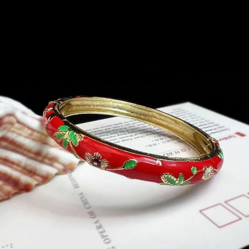 Enamel Chinese Cloisonne Bracelet Double Bangle Traditional Peony Filigree Flower Bangle Ethnic Vintage Womens Hand Bracelet 250805