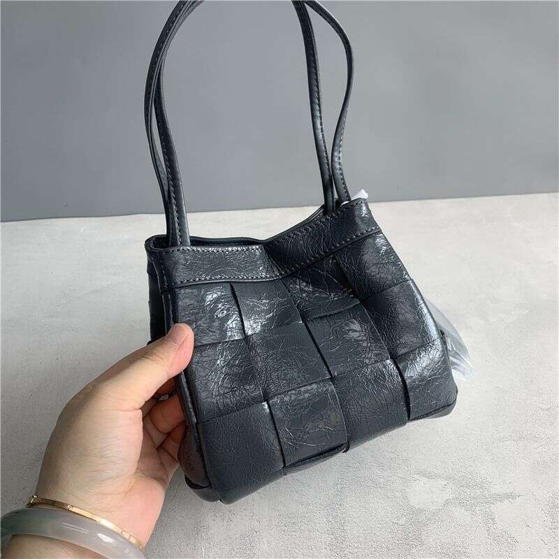 Designer Bag Tote Shoulder Bag Niche Design Top Layer Oil Wax Cowhide Handbag Burst Pattern Fashion Woven Versatile Bucket Transformable
