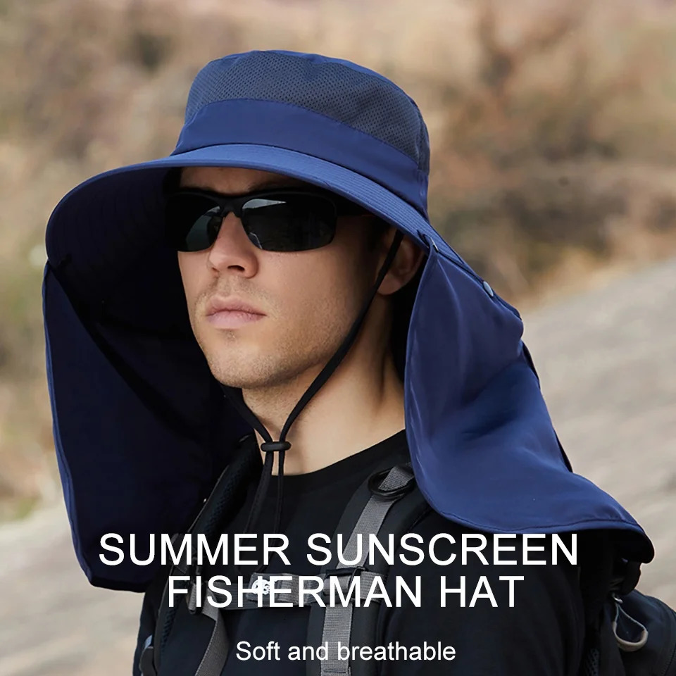 LOOGDEEL Summer Sunshade Fishing Cycling Cap Outdoor Sunscreen Face Covering Hat Oversized Brim Dual-purpose Fisherman Headwear 250805