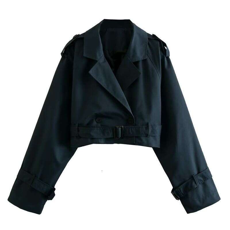 Women's Short Cut Windbreaker Belt Coat Jacket Women Spring