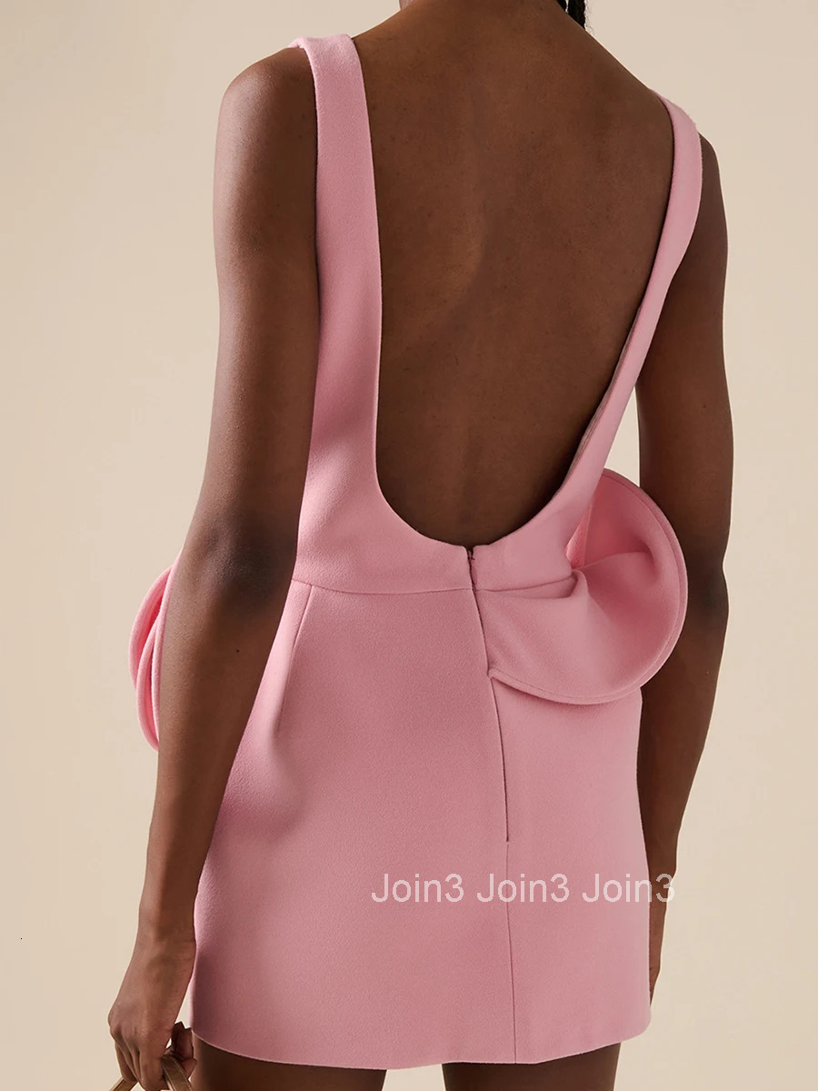 Solid Spliced Appliques Elegant Mini Dresses For Women Round Neck Sleeveless High Waist Minimalist Dress Female New