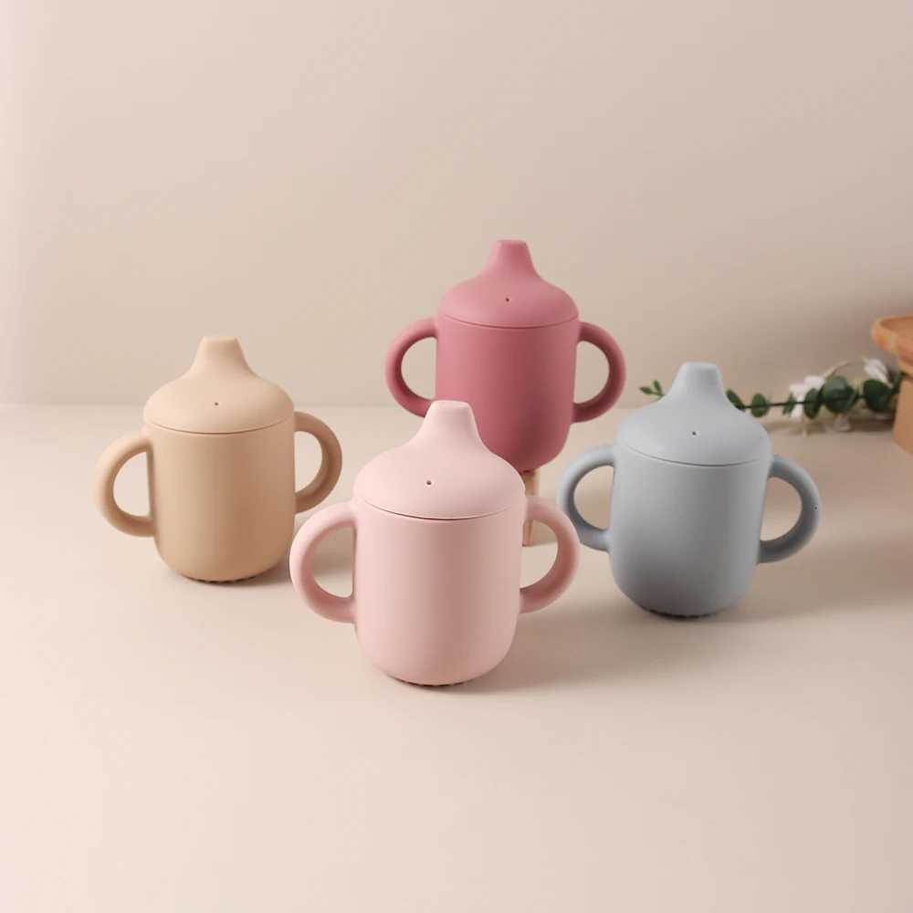 180ML Baby Silicone Sippy Cup BPA-Free Portable Feeding Cup Portable Learning Hand Shank Drinking Water Training Cups X250806