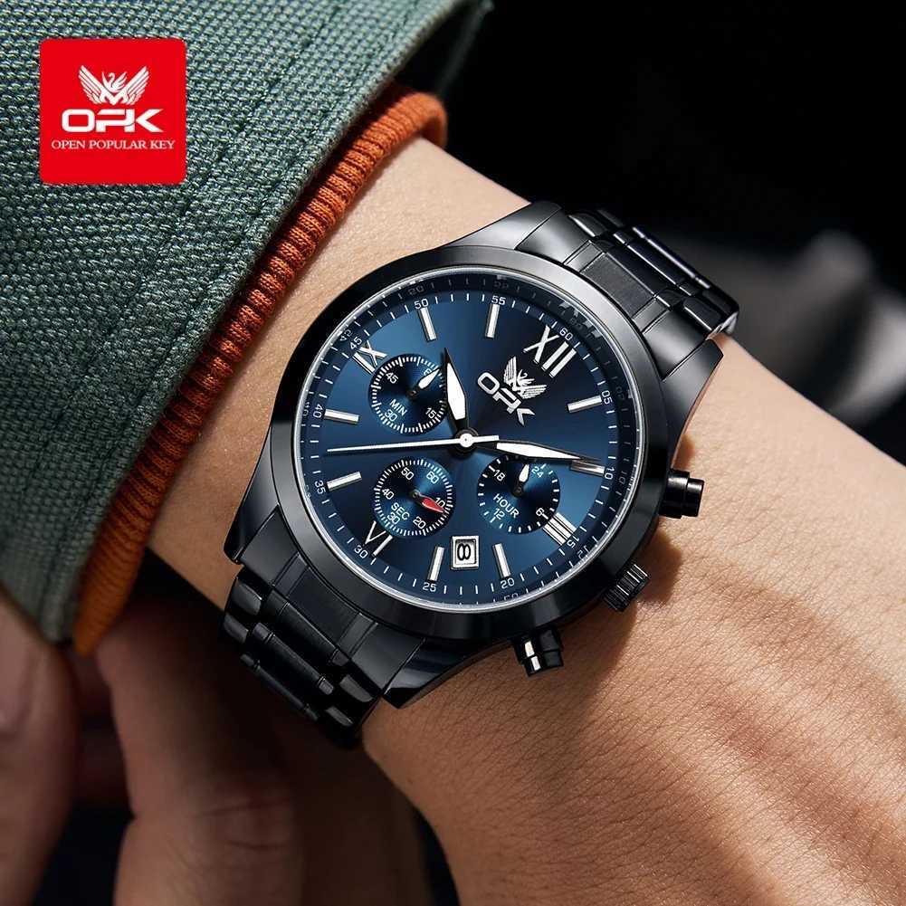 OPK Mens es Trend Fashion Original Quartz for Men Waterproof Luminous Date Chronograph 24h Dual Scale Dial Watch W250806